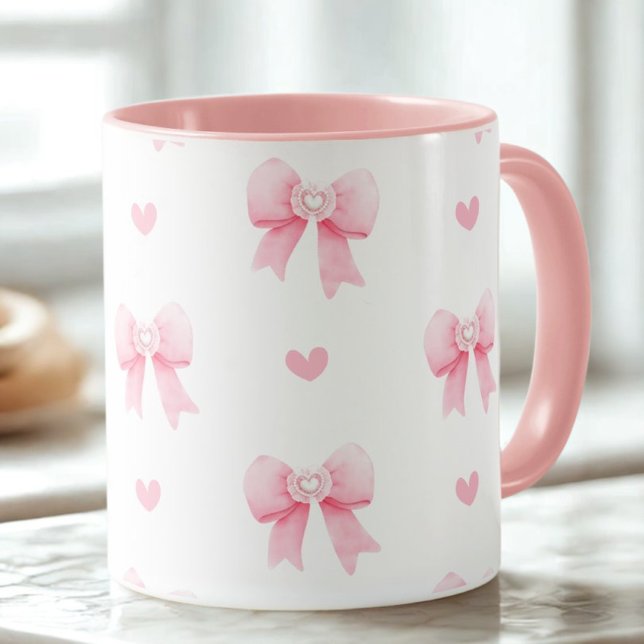 Mug Rubans et cœurs roses coquettes (Créateur téléchargé)