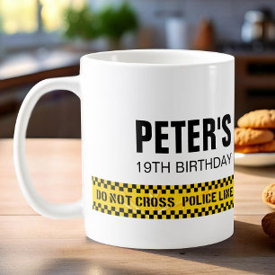 Mug rubans jaunes de police anniversaire