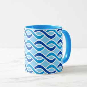 Mug Rubans modernes du milieu du siècle, cobalt et ble