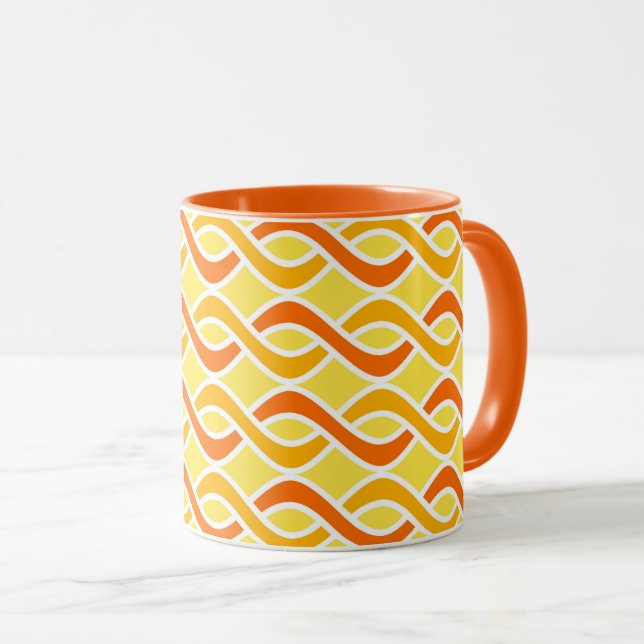 Mug Rubans modernes du milieu du siècle, jaune et oran (Devant droit)