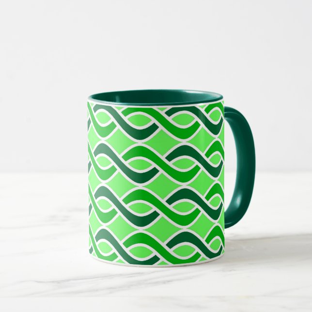 Mug Rubans modernes du milieu du siècle, tons verts (Devant droit)