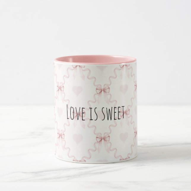 Mug Rubans roses cœurs amour doux (Centre)