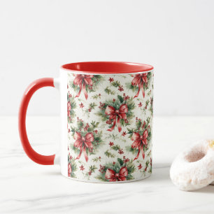 Mug Rubans Rouges et Feuilles de Houx