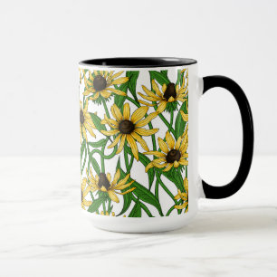 Mug Rudbekia jaune sur blanc