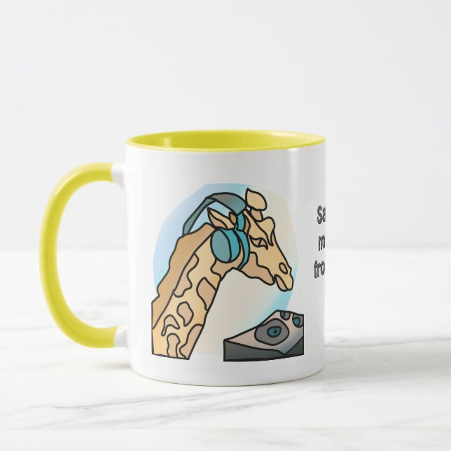 Mug Rue Girafe rétro avec casque | Drôle (Gauche)
