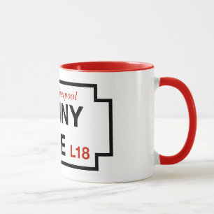 Mug Ruelle de penny, plaque de rue, Liverpool, R-U