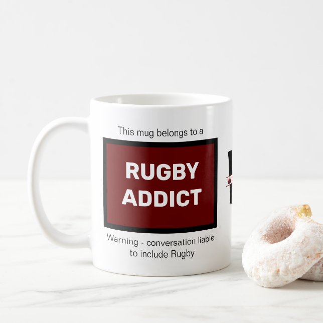 Mug Rugby Addict Ajouter Votre Nom Monogramme Initial (Avec donut)