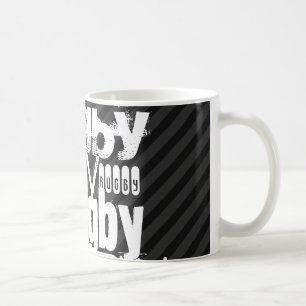 Mug Rugby ; Rayures noires et gris-foncé