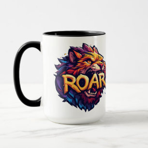 Mug Rugissement de Lion Féroce Ar Coloré et Motivant