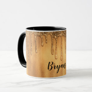 Mug Ruisselant de Glitter de Miel Doré Jolies Gouttes