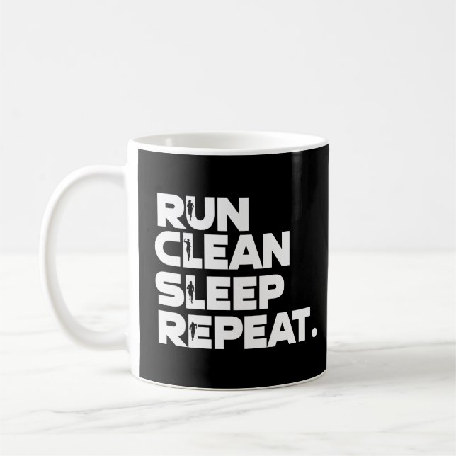 Mug Run Clean Sleep Repeat Funny (Gauche)