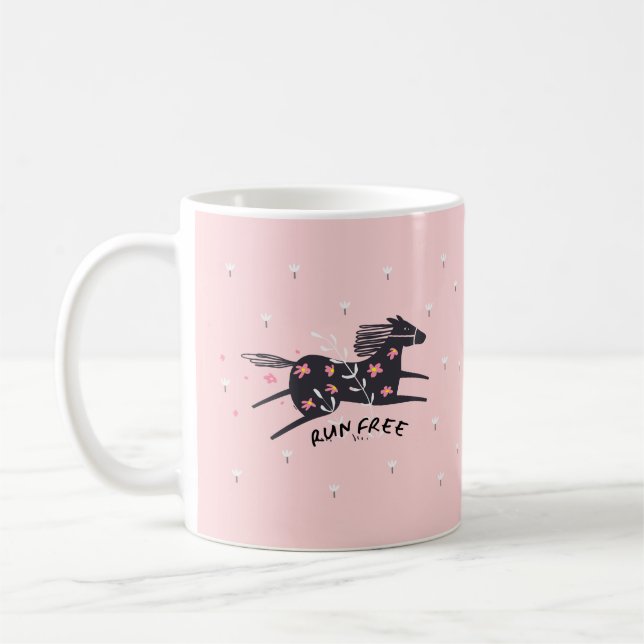 Mug Run Free Blush Pink Horse Inspiration Christian (Gauche)
