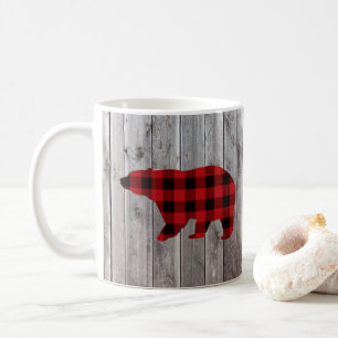 Mug ruodland barn wood red buffalo plaid bear