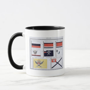 Mug Russe diminue, d'un livre français des drapeaux,
