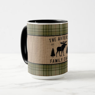 Mug Russe Famille Cabine Moose Pine Green Plaid Large