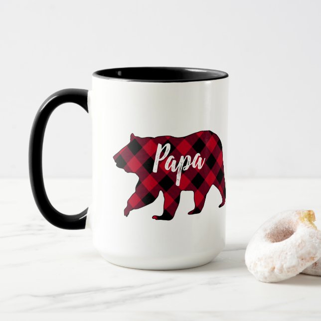 Mug Russe Papa Bear Red Buffalo Plaid Musique (Avec donut)