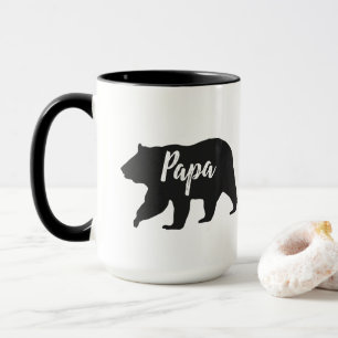 Mug Russe Papa Bear Simple Noir et Blanc