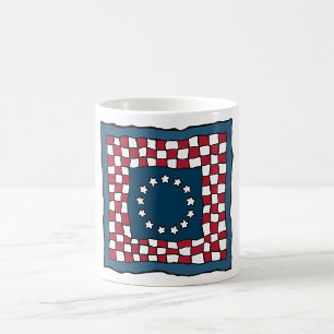 Mug Russe Patriotic Americana Quilt Motif USA Art