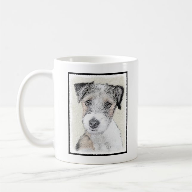 Mug Russell Terrier Peinture rugueuse - Art Chien orig (Gauche)