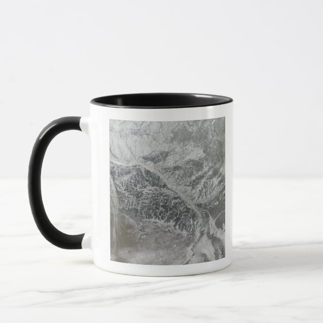 Mug Russie centrale neigeuse et brumeuse montrant Ob R (Gauche)