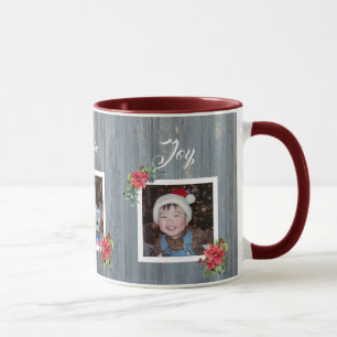 Mug Rustic Barn Board et Poinsettia   3 Photos de fami