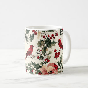 Mug Rustic Bird et Poinsettia Motif de Noël (14)