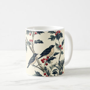 Mug Rustic Bird et Poinsettia Motif de Noël (19)