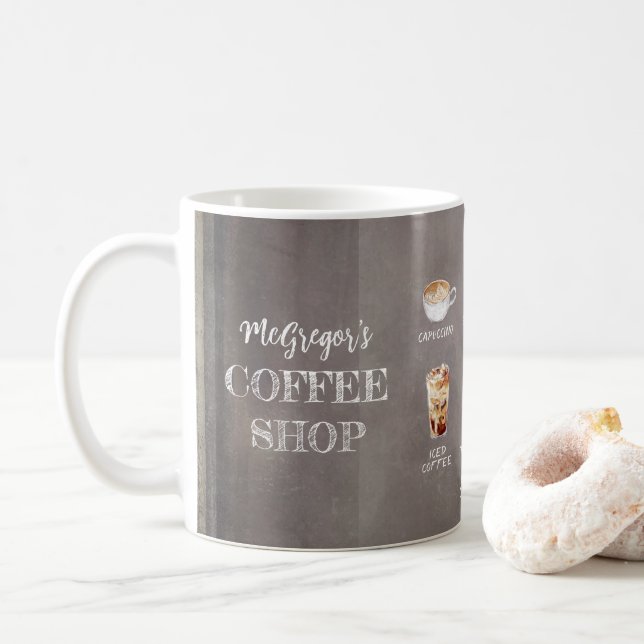 Mug Rustic Coffee Shop Famille ou affaires Brown (Avec donut)