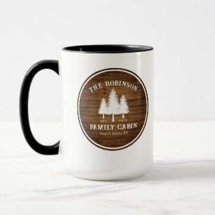 Mug Rustic Country Famille Cabines Arbres Bois Planche