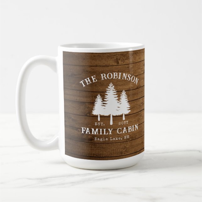 Mug Rustic Country Famille Cabines Arbres Bois Planche (Gauche)