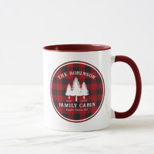 Mug Rustic Country Family Cabine Tree Red Buffalo Plai