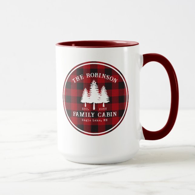 Mug Rustic Country Family Cabine Tree Red Buffalo Plai (Droite)