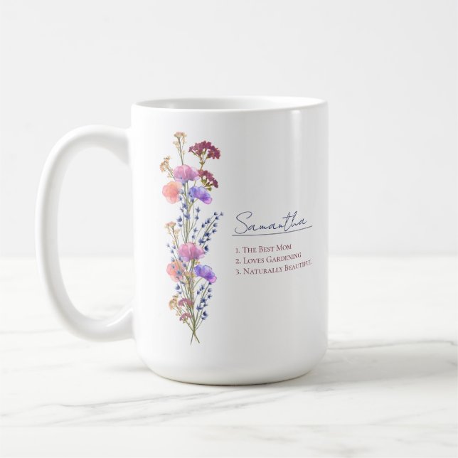 Mug Rustic Delicate Acrylic Wildflower Personalized (Gauche)