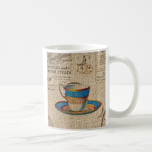 Mug Rustic english country tea party blue teacup (Droite)