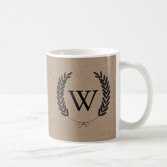 Mug Rustic Faux Burlap & Black Laurels (Droite)