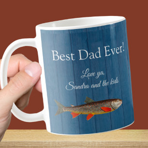 Mug Rustic Fisherman Navy Blue Best Dad Ever Fish