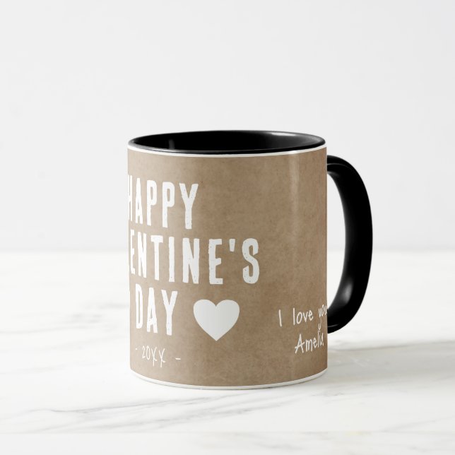 Mug Rustic Hearts Heureuse Sainte-Valentin petit ami (Devant droit)