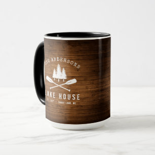 Mug Rustic Lake House Oars Trees Bois Imprimer Grand