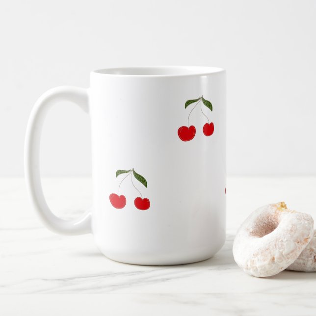 Mug Rustic Modern Cherry Patterns Water Bottle (Avec donut)