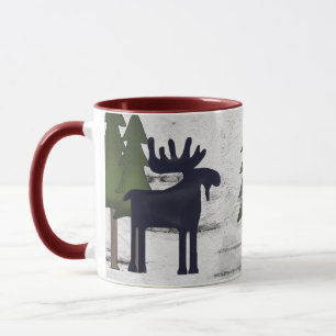 Mug Rustic Mountain Country Silhouette Moose on Birch