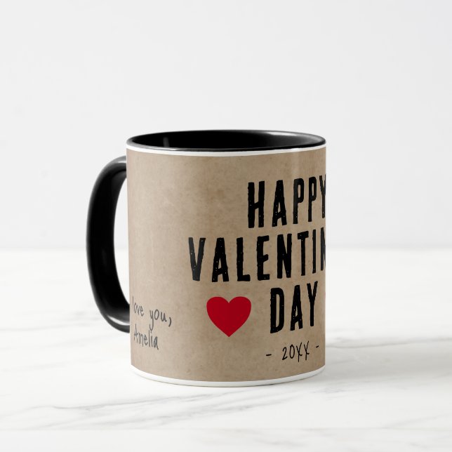 Mug Rustic Red Hearts Heureuse Sainte-Valentin petit a (Devant gauche)