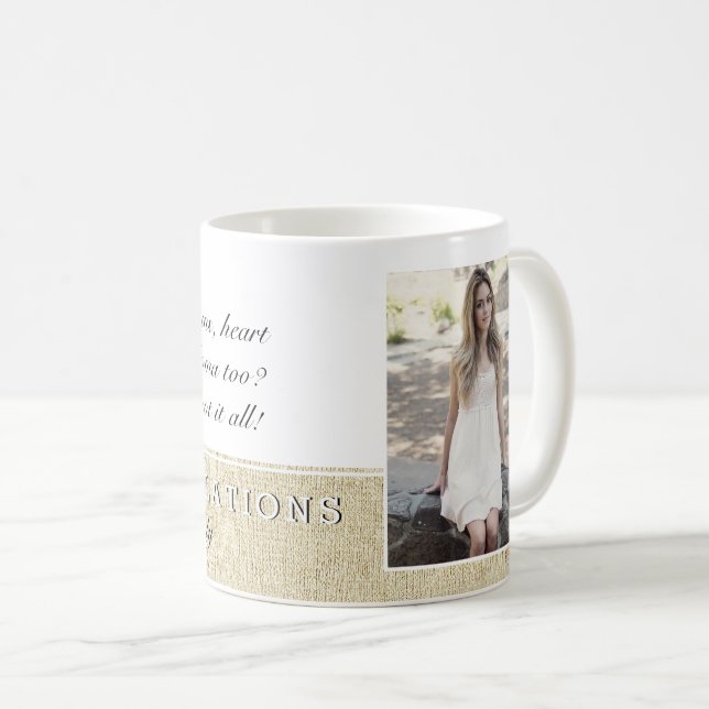 Mug Rustic Script Félicitations Graduation Photo (Devant droit)