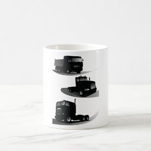 Mug Rustic Trois Camions Noirs Conception Vintage Cami