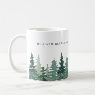 Mug Rustic Watercolor Pine Forest Mariage d'hiver