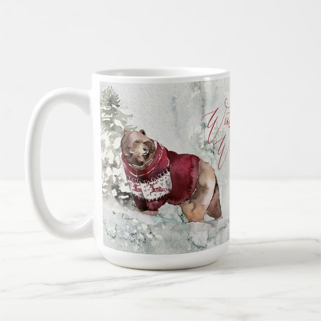 Mug Rustic Winter Wonderland Animaux en Neige (Gauche)