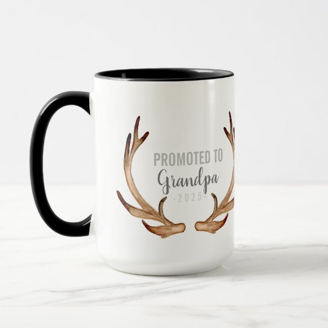 Mug Rustique Antler & verdure promu à grand-père (Gauche)