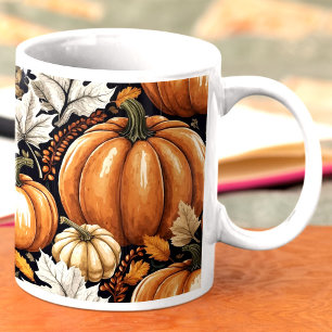 Mug Rustique Automne Citrouille Foliing Motif
