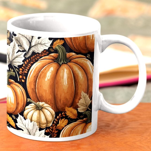 Mug Rustique Automne Citrouille Foliing Motif (Créateur téléchargé)