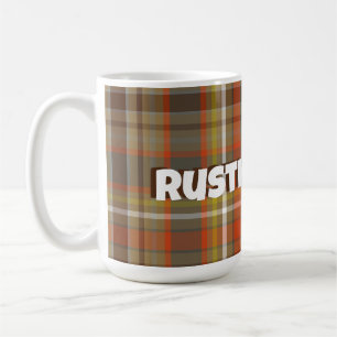 Mug Rustique Automne Plaid Brown Orange Grey Or Blanc