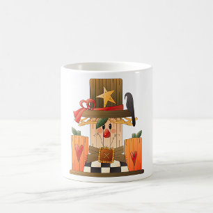 Mug Rustique automne Scarecrow avec Citrouilles et Cor